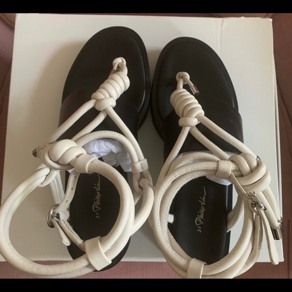 3.1 Phillip Lim Strappy Lugsole Sandal - Black & White - Size 36